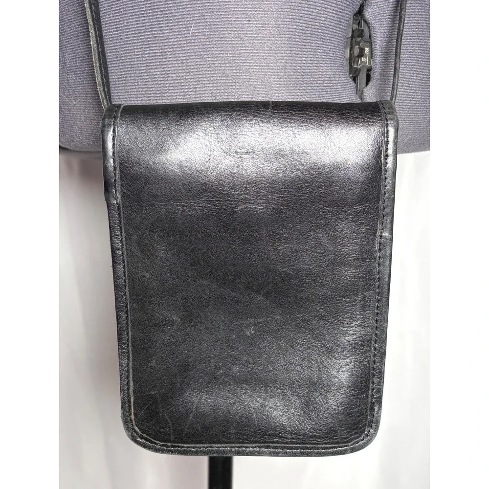 Vintage Y2K Barganza Black Leather Mini Crossbody Bag Map Lining‎ India Boho